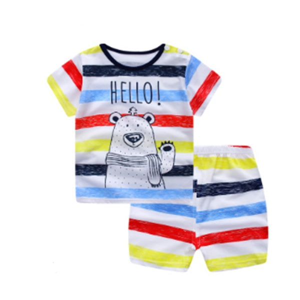 Soft Cotton Baby Summer Outfit Set – Cartoon T-Shirt & Shorts for Boys & Girls