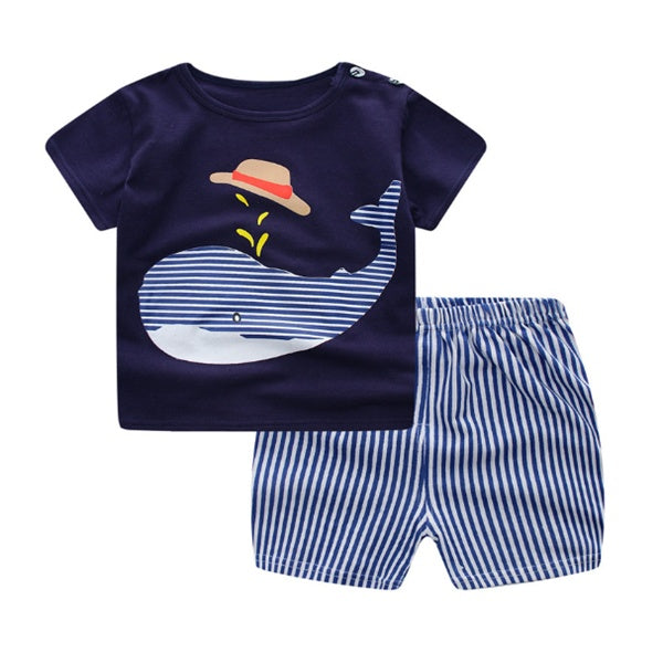 Soft Cotton Baby Summer Outfit Set – Cartoon T-Shirt & Shorts for Boys & Girls