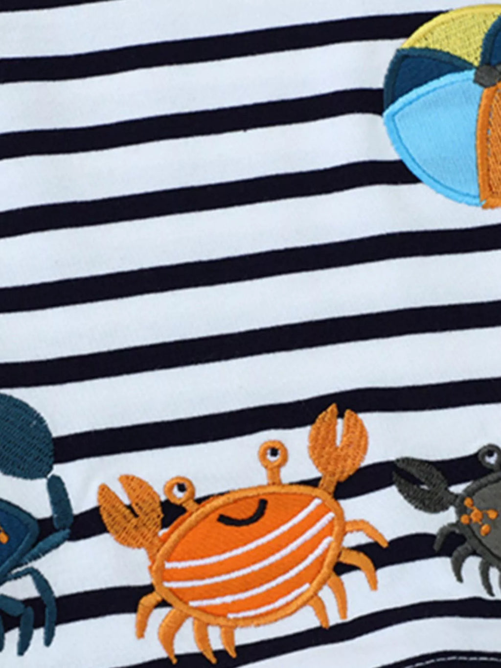 Kids Crab Striped Crew Neck T-Shirt - Soft Cotton Tee for Boys & Girls