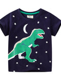 Kids Dinosaur T-Shirt – Soft Cotton Crew Neck Tee for Boys & Girls (Black)