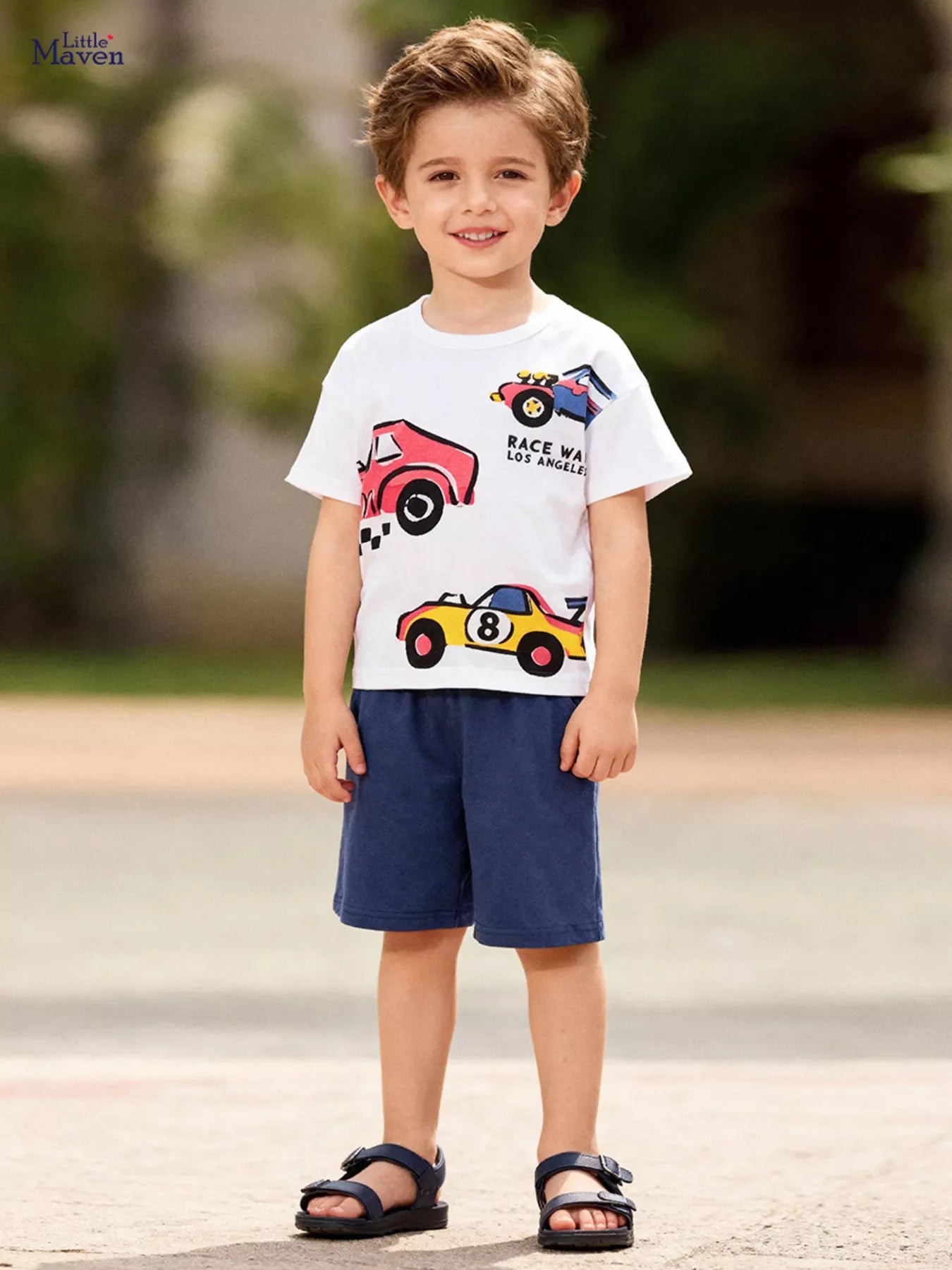 Kids Racing Car T-Shirt & Shorts Set - Soft Cotton Outfit for Active Boys