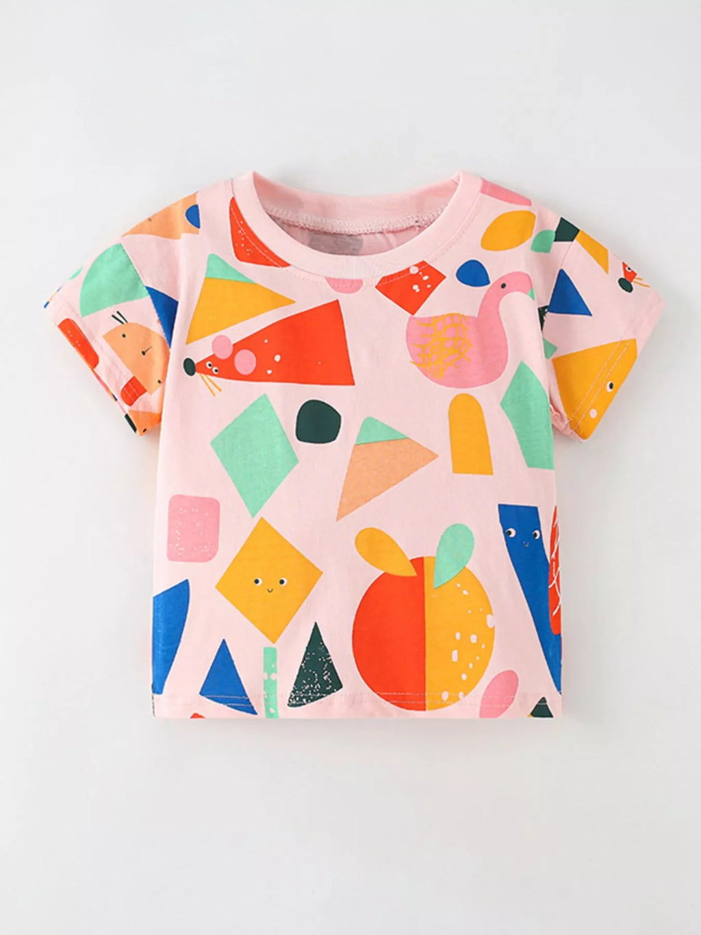 Kids Geometric Print T-Shirt | Trendy Short Sleeve Tee for Boys & Girls