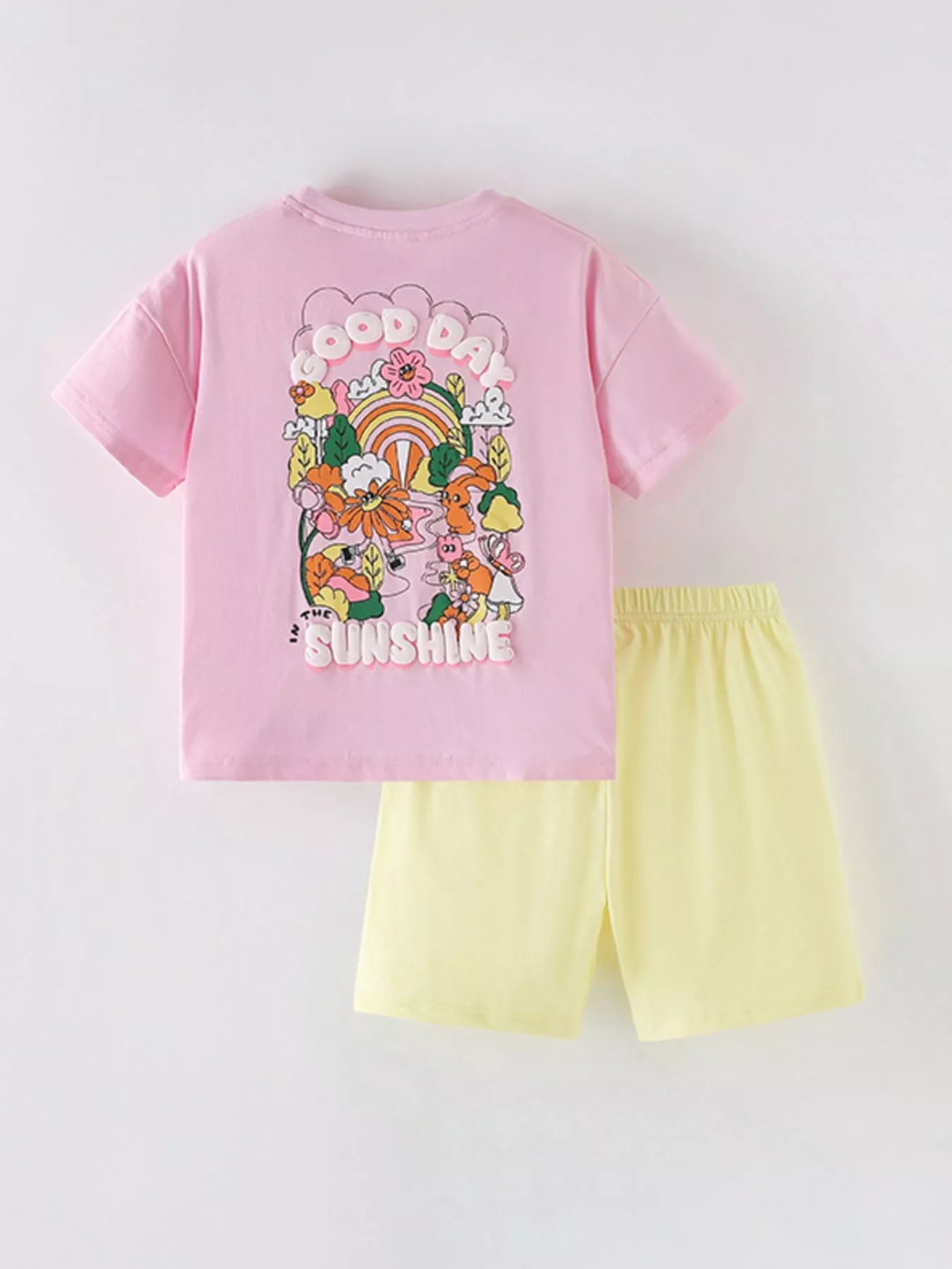 Girls Floral T-Shirt & Shorts Set - Soft Cotton Summer Outfit for Toddlers & Kids