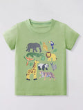 Kids Animal Print Graphic Tee – Soft Cotton Crew Neck for Boys & Girls