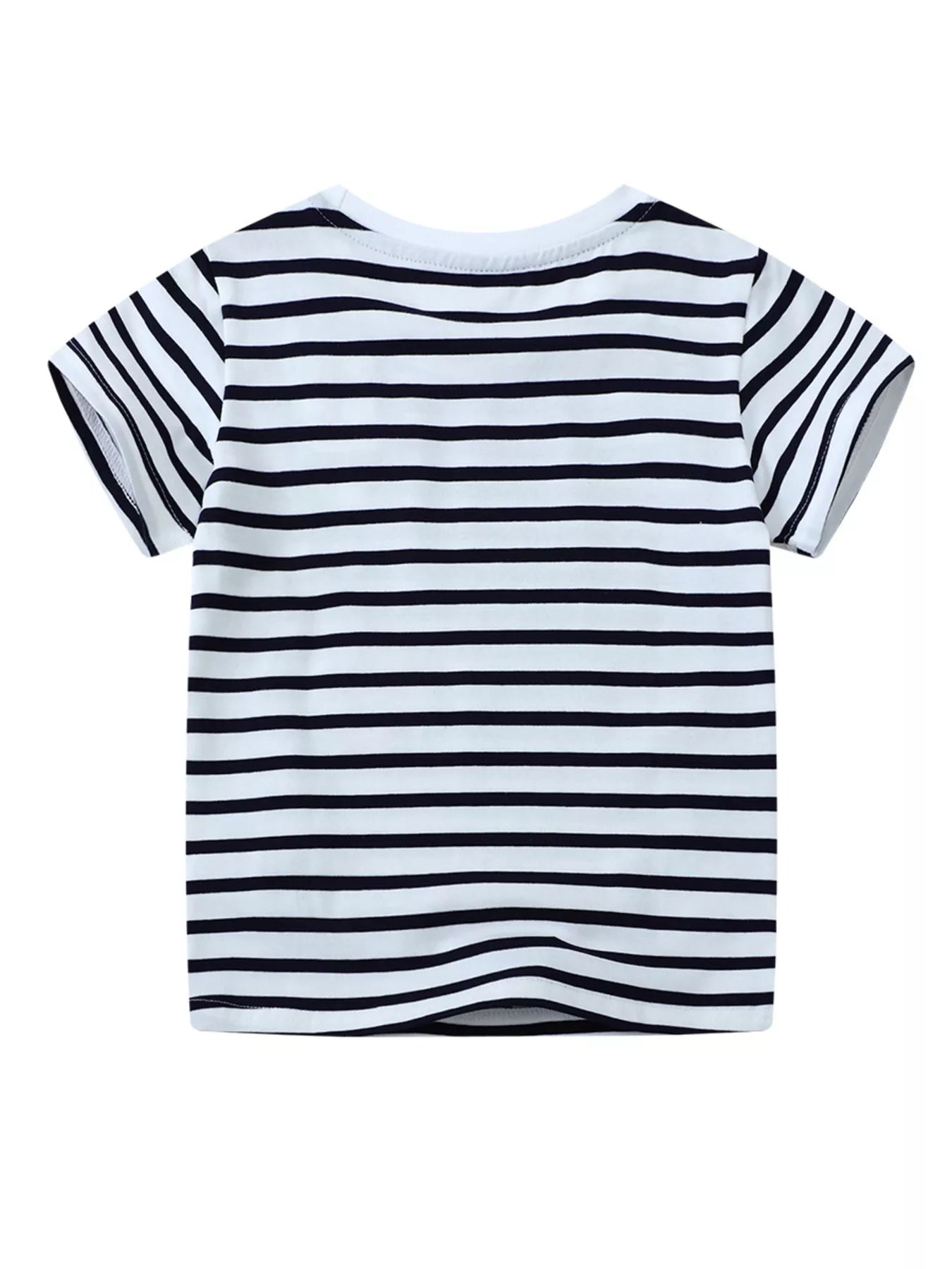 Kids Crab Striped Crew Neck T-Shirt - Soft Cotton Tee for Boys & Girls