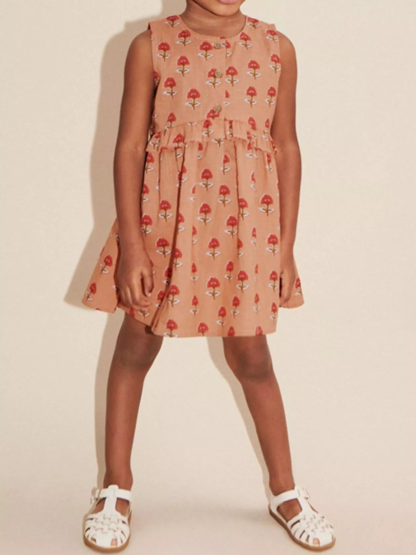 Girls Floral Ruffle Dress - Sleeveless Cotton Summer Dress for Toddlers & Kids