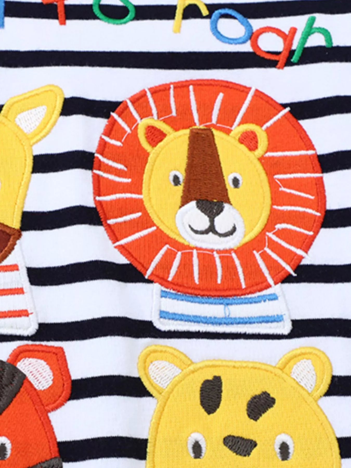 Kids Striped Animal Print T-Shirt – Soft Cotton Crew Neck Tee for Boys & Girls (Multicolor)