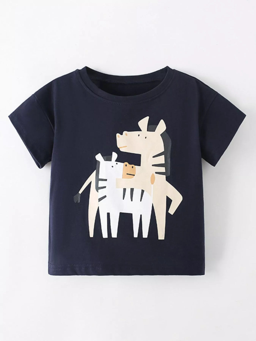 Kids Zebra Graphic Tee – Soft Cotton Short Sleeve T-Shirt for Boys & Girls (Black)