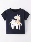 Kids Zebra Graphic Tee – Soft Cotton Short Sleeve T-Shirt for Boys & Girls (Black)